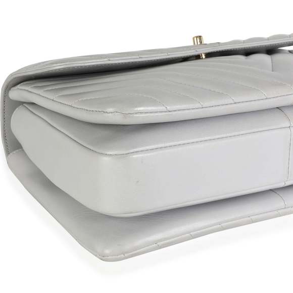 Chanel Gray Chevron Quilted Lambskin Trendy CC Top Handle Flap Bag - Picture 7 of 8